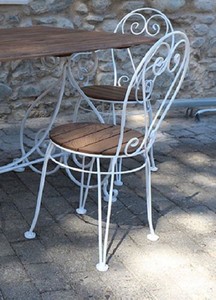 Sedia da giardino Art Nouveau bianco marrone scuro