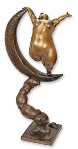 Escultura figura decorativa de bronce de lujo bailarina en la luna