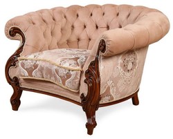 Magnificent luxury baroque living room armchair pink white dark brown