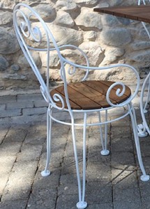 Art Nouveau garden chair with armrests white dark brown