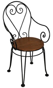 Art Nouveau garden chair with armrests black dark brown