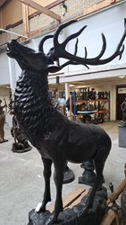 Casa Padrino escultura decorativa de bronce de lujo ciervo A. 248 cm - Enorme escultura de bronce - Figura animal tamaño natural - Figura de ciervo XXL - Escultura de jardín XXL