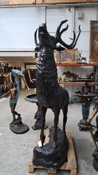 Casa Padrino escultura decorativa de bronce de lujo ciervo A. 248 cm - Enorme escultura de bronce - Figura animal tamaño natural - Figura de ciervo XXL - Escultura de jardín XXL