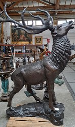Casa Padrino escultura decorativa de bronce de lujo ciervo A. 248 cm - Enorme escultura de bronce - Figura animal tamaño natural - Figura de ciervo XXL - Escultura de jardín XXL