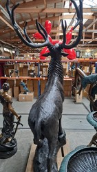 Casa Padrino escultura decorativa de bronce de lujo ciervo A. 248 cm - Enorme escultura de bronce - Figura animal tamaño natural - Figura de ciervo XXL - Escultura de jardín XXL