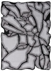 Alfombra rectangular de lujo de salón de dormitorio gris negro