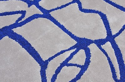 Casa Padrino Luxus Teppich Grau / Blau 160 x 230 cm - Rechteckiger Wohnzimmer Teppich - Moderner Schlafzimmer Teppich - Luxus Interior - Luxus Qualität