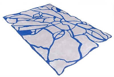 Casa Padrino Luxus Teppich Grau / Blau 160 x 230 cm - Rechteckiger Wohnzimmer Teppich - Moderner Schlafzimmer Teppich - Luxus Interior - Luxus Qualität
