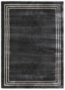 Casa Padrino alfombra de lujo de viscosa negro / gris 160 x 230 cm - Alfombra rectangular para salón - Alfombra moderna para dormitorio - Interior de lujo - Calidad de lujo
