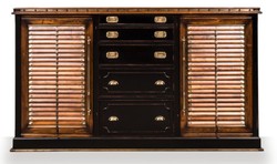 Aparador de madera maciza de estilo vintage de lujo negro antiguo latón cobre