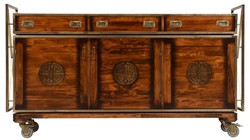 Luxury vintage style solid wood sideboard brown brass
