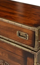 Luxury vintage style solid wood sideboard brown brass