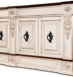 Credenza in legno massello in stile vintage di lusso crema antico marrone scuro nero