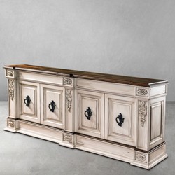 Credenza in legno massello in stile vintage di lusso crema antico marrone scuro nero