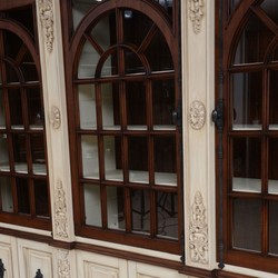 Luxus Vintage Stil Massivholz Bücherschrank Antik Creme Dunkelbraun Schwarz