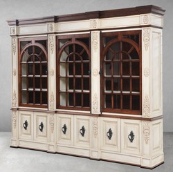 Luxus Vintage Stil Massivholz Bücherschrank Antik Creme Dunkelbraun Schwarz
