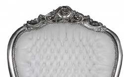 Barock Kunstleder Thron Sessel Weiß Silber