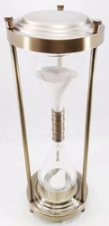 Casa Padrino luxury decorative hourglass brass / white Ø 21 x H. 61 cm - Desk decoration - Living room decoration - Luxury decoration - Decorative accessories