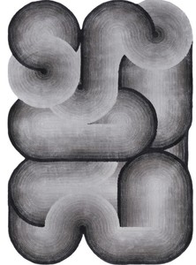 Alfombra rectangular de lujo para salón o dormitorio gris negro