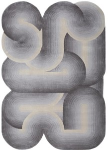 Casa Padrino alfombra de lujo gris / negro / crema 160 x 230 cm - Alfombra rectangular ondulador para salón - Alfombra para dormitorio - Interior de lujo - Calidad de lujo