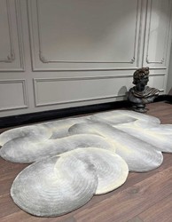 Rechteckiger Luxus Wohnzimmer Schlafzimmer Teppich Grau Schwarz Creme