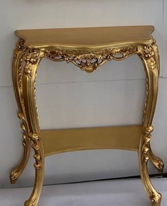 Prunkvolle Luxus Barock Massivholz Konsole Gold