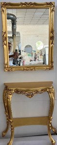 Luxus Barock Spiegelkonsole Gold