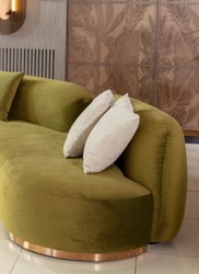 Sofá curvo de salón de lujo verde multicolor cobre
