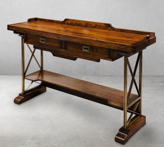 Consolle in stile vintage di lusso in legno massello marrone ottone