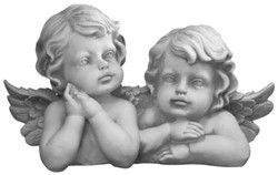 Casa Padrino escultura decorativa Art Nouveau 2 ángeles gris 31 x 15 x A. 19 cm - Elegante figura decorativa de piedra - Decoración de salón - Decoración de jardín