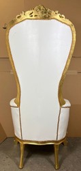 Casa Padrino baroque throne armchair with faux leather white / gold - Magnificent royal armchair - Handmade wedding armchair - Baroque giant armchair - Baroque furniture