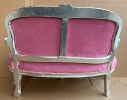 Casa Padrino panca per bambini barocco con strass e braccioli rosa / argento - Magnifica panca per cameretta per bambini in stile antico - Mobili per bambini in stile barocco