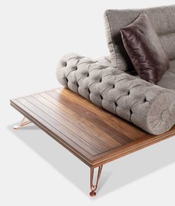 Casa Padrino Luxus Sofa Grau / Braun / Kupfer 270 x 100 x H. 65 cm - Wohnzimmer Sofa mit verstellbaren Rückenlehnen - Wohnzimmer Möbel - Hotel Möbel - Luxus Möbel
