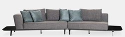 Sofá de salón curvo de lujo gris negro