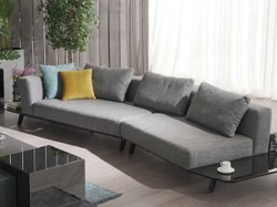 Sofá de salón curvo de lujo gris negro