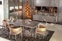 Tavolo da pranzo tavolo da cucina rettangolare di lusso grigio rame