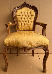 Barock Esszimmer Stuhl mit Armlehnen Gold Braun