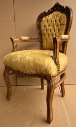 Barock Esszimmer Stuhl mit Armlehnen Gold Braun