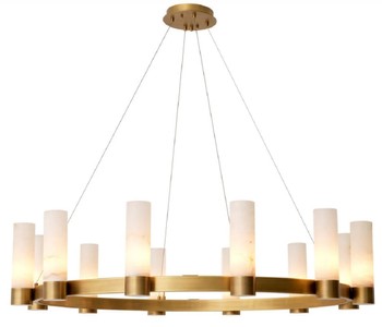 Runder Luxus Wohnzimmer Kronleuchter Antik Messing Alabaster