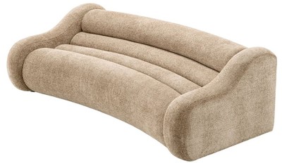Casa Padrino Luxus Sofa Sandfarben 230 x 120 x H. 71 cm - Gebogenes Wohnzimmer Sofa - Wohnzimmer Möbel - Luxus Möbel - Wohnzimmer Einrichtung - Luxus Einrichtung - Luxus Qualität