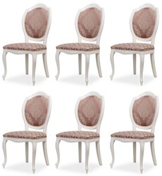 Luxury Baroque Dining Room Chair Set of 6 Purple Beige White