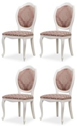 Set di 4 sedie da pranzo barocche di lusso viola beige bianco