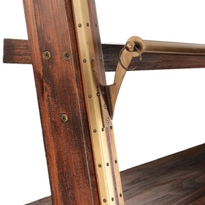 Casa Padrino Luxus Vintage Stil Regalschrank Dunkelbraun / Messing 140 x 60 x H. 240 cm - Massivholz Bücherschrank - Wohnzimmer Schrank - Büro Schrank - Büro Möbel - Luxus Vintage Stil Möbel