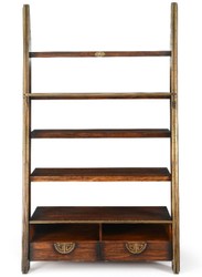 Armadio scaffale in legno massello in stile vintage di lusso marrone scuro ottone