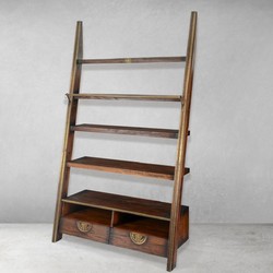 Armadio scaffale in legno massello in stile vintage di lusso marrone scuro ottone
