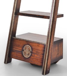 Armario estante de madera maciza de estilo vintage de lujo marrón oscuro latón