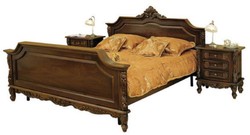 Letto matrimoniale barocco di lusso in legno massello marrone scuro