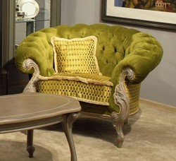Magnifica poltrona da salotto barocco di lusso verde grigio