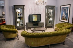 Magnifica poltrona da salotto barocco di lusso verde grigio