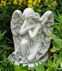 Casa Padrino Art Nouveau Garden Decoration Sculpture Angel Gray H. 36 cm - Elegant Garden Stone Figure - Baroque & Art Nouveau Garden Decoration Accessories